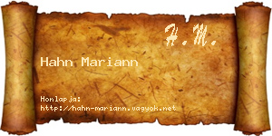 Hahn Mariann névjegykártya